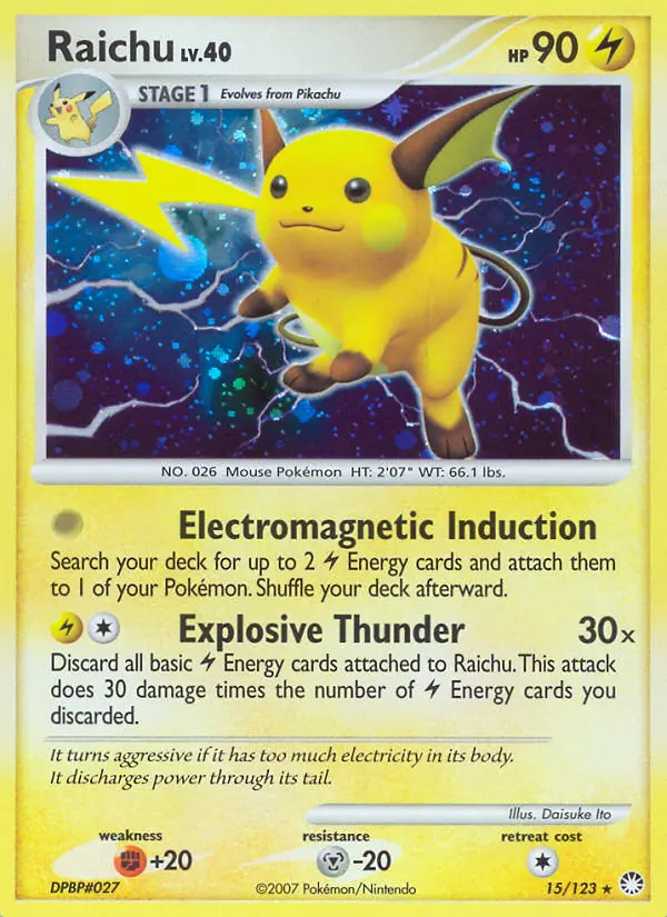 Raichu — carte 15 de l’extension Trésors Mystérieux