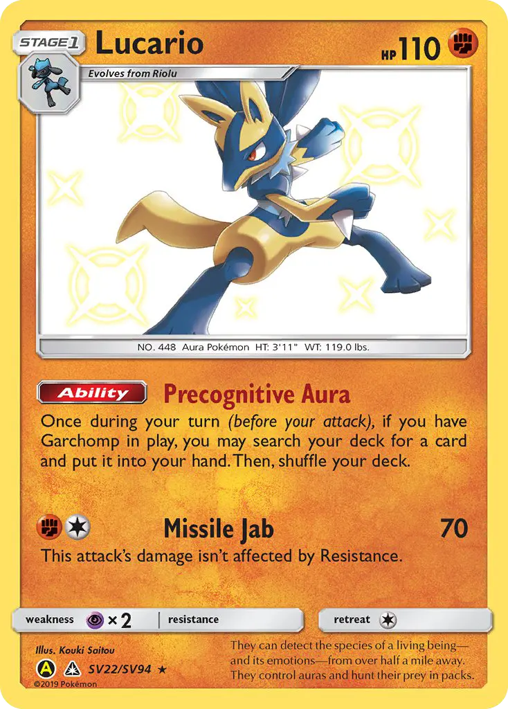 Lucario — carte SV22 de l’extension Destinées Occultes Coffre Étincelant