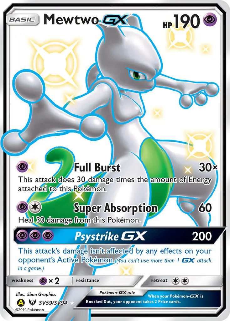 Mewtwo-GX — carte SV59 de l’extension Destinées Occultes Coffre Étincelant