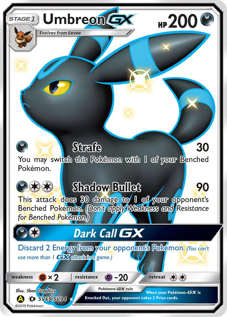Noctali-GX — carte SV69 de l’extension Destinées Occultes Coffre Étincelant