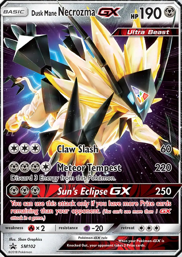 Necrozma Crinière du Couchant GX — carte SM102 de l’extension Promo SM