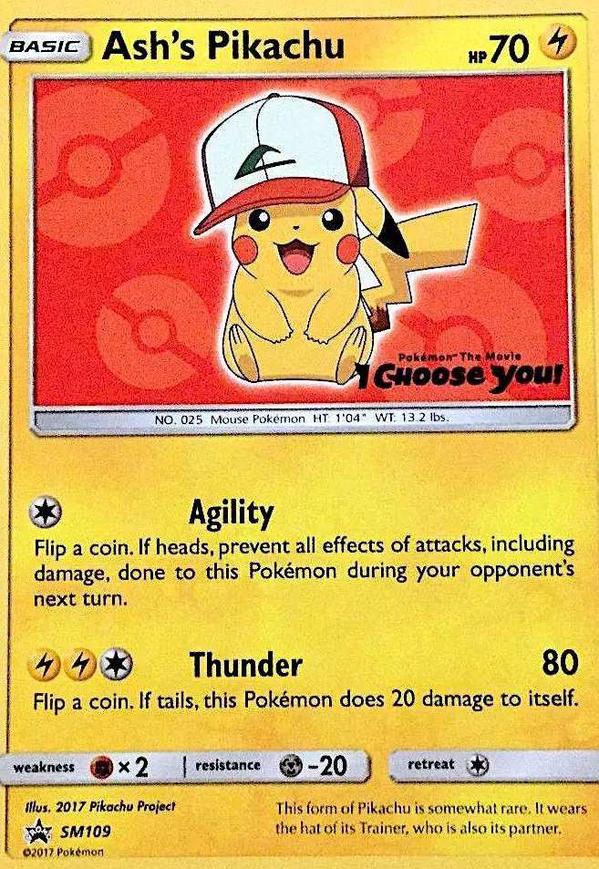 Pikachu de Sacha — carte SM109 de l’extension Promo SM