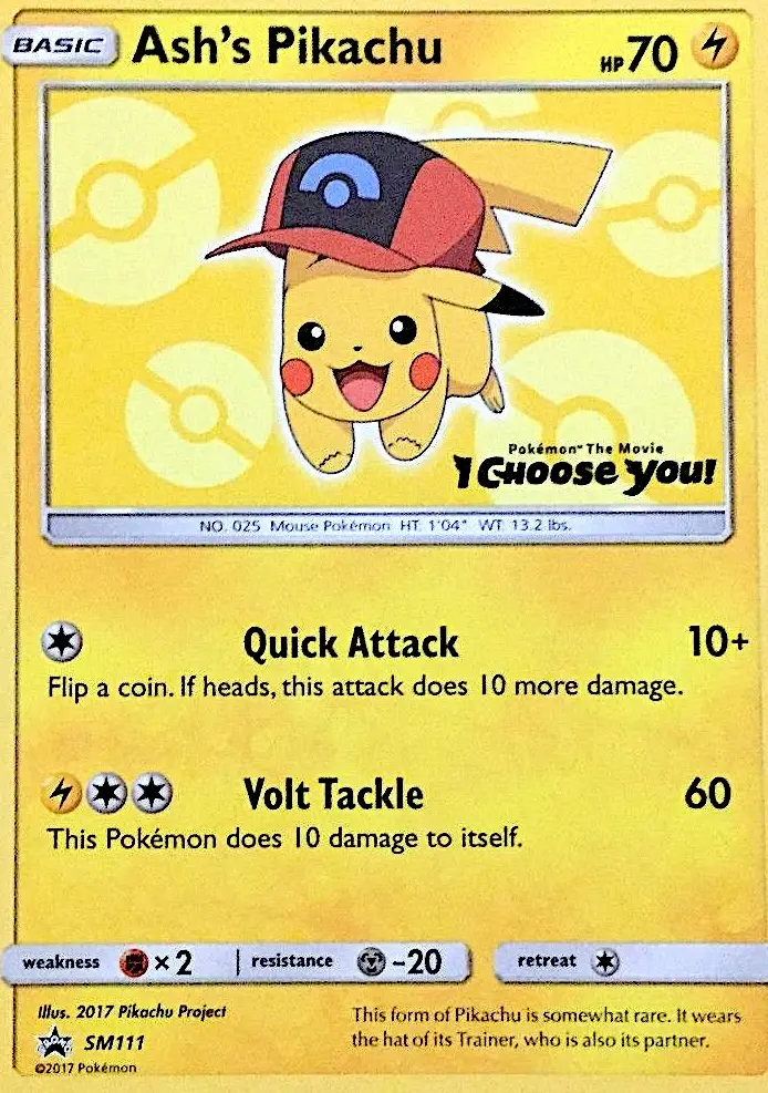 Pikachu de Sacha — carte SM111 de l’extension Promo SM