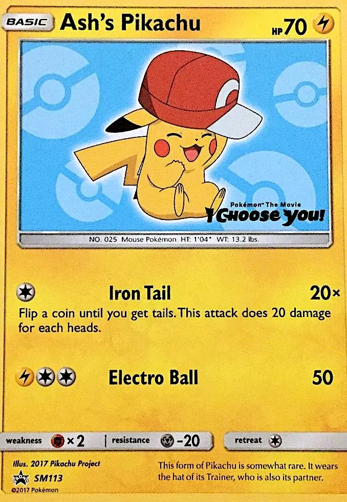 Pikachu de Sacha — carte SM113 de l’extension Promo SM