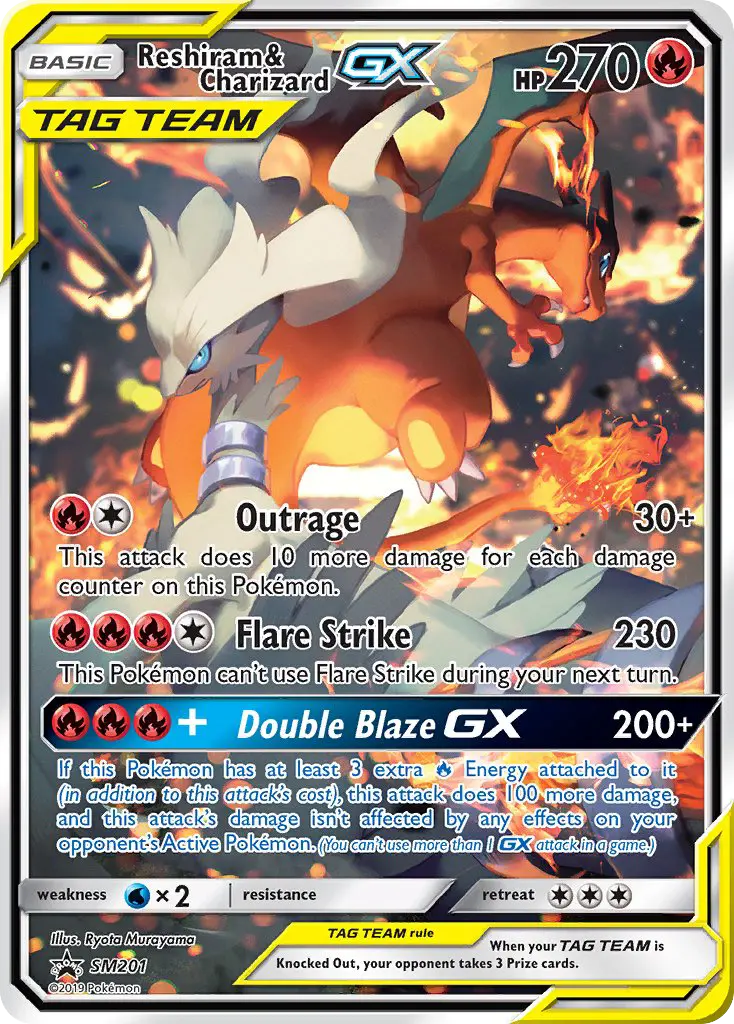 Reshiram et Dracaufeu GX — carte SM201 de l’extension Promo SM