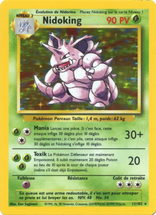 Nidoking — carte 11 de l’extension Set de Base