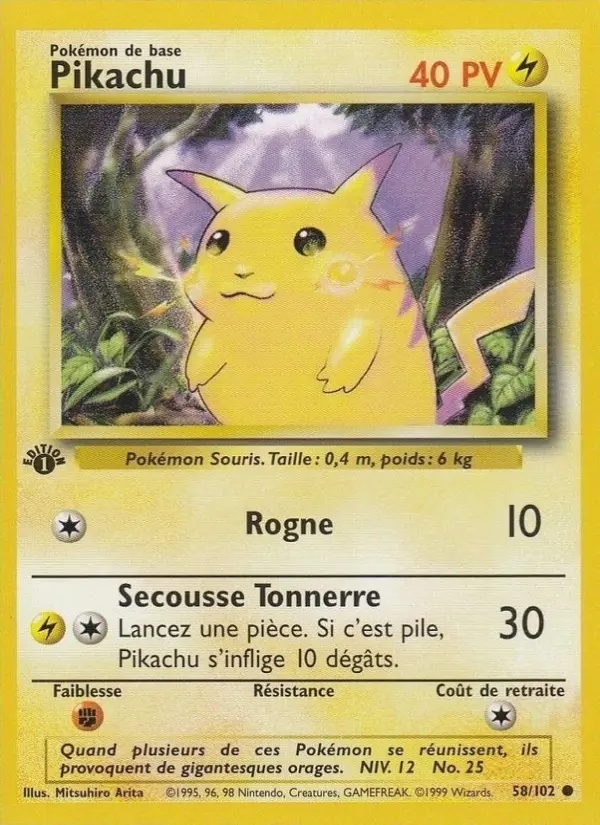Pikachu — carte 58 de l’extension Set de Base