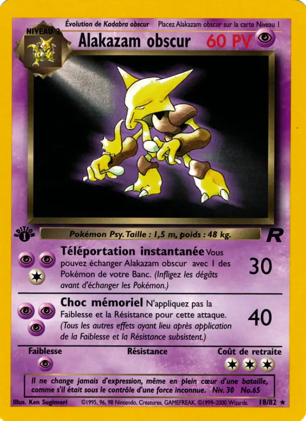 Alakazam obscur — carte 18 de l’extension Team Rocket