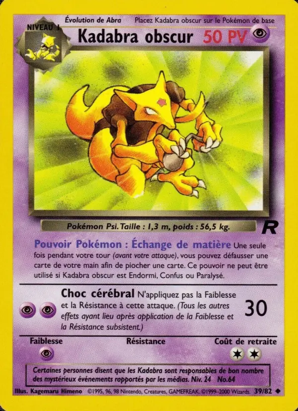 Kadabra obscur — carte 39 de l’extension Team Rocket