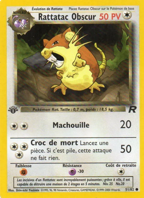 Rattatac obscur — carte 51 de l’extension Team Rocket