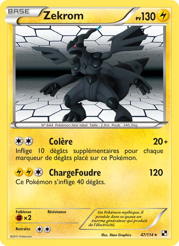 Zekrom — carte 47 de l’extension Noir & Blanc