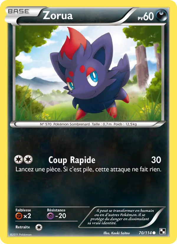 Zorua — carte 70 de l’extension Noir & Blanc