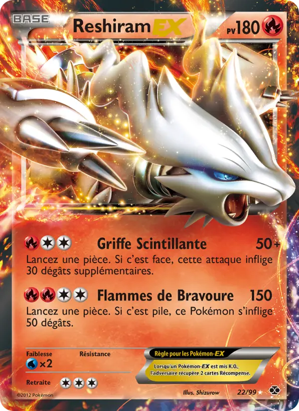 Reshiram-EX — carte 22 de l’extension Destinées Futures