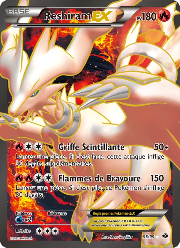 Reshiram-EX — carte 95 de l’extension Destinées Futures