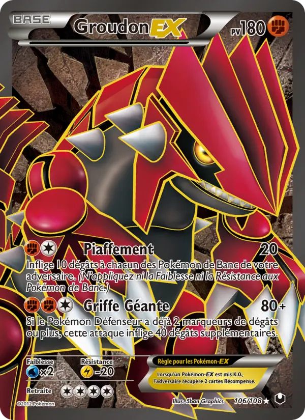 Groudon-EX — carte 106 de l’extension Explorateurs Obscurs