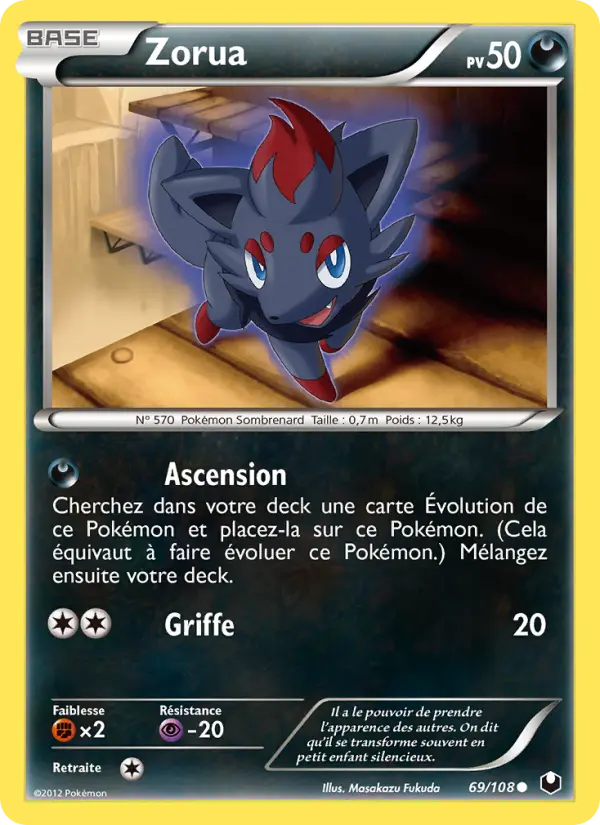 Zorua — carte 69 de l’extension Explorateurs Obscurs