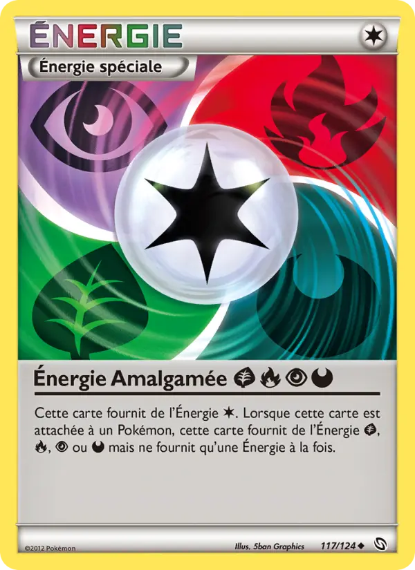 Énergie Amalgamée GrassFirePsychicDarkness — carte 117 de l’extension Dragons Éxaltés