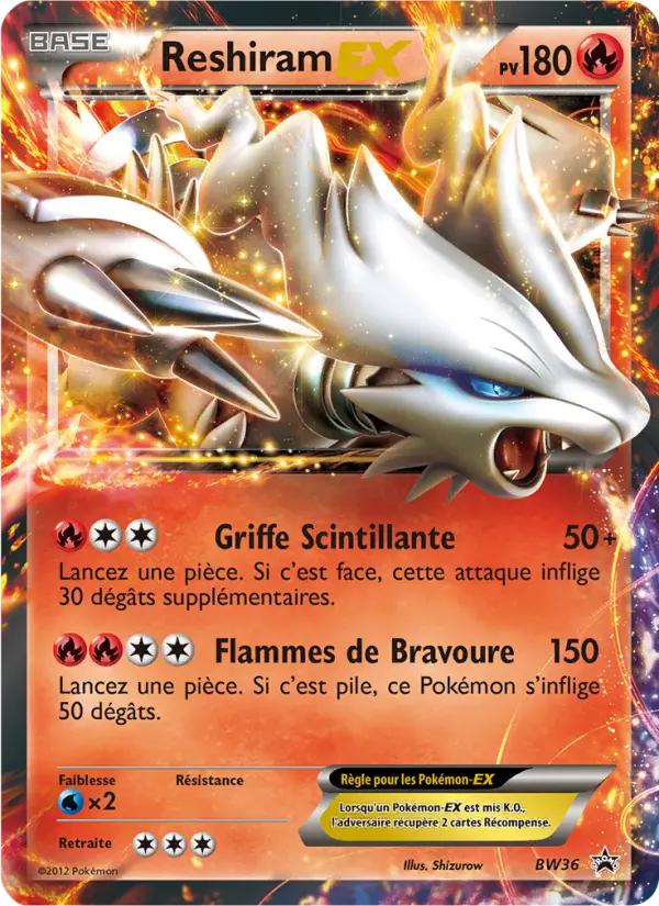Reshiram ex — carte BW36 de l’extension Promo BW