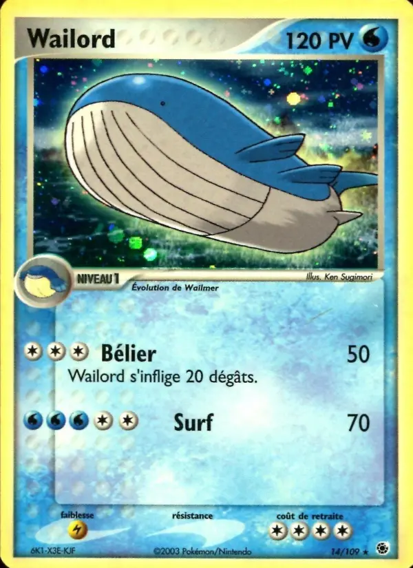 Wailord — carte 14 de l’extension EX Rubis & Saphir