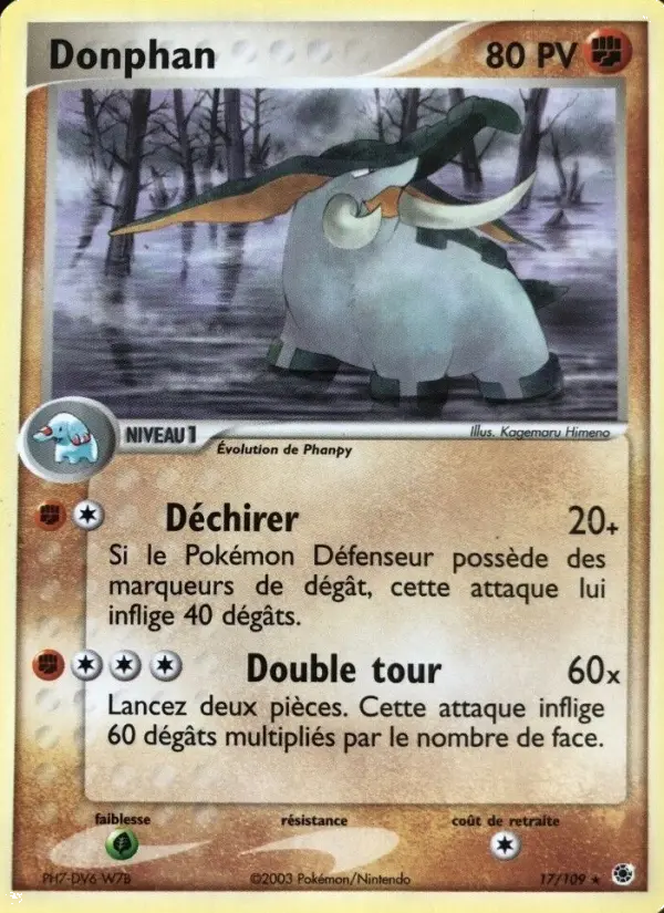 Donphan — carte 17 de l’extension EX Rubis & Saphir
