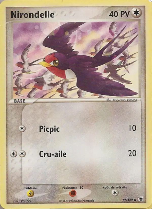 Nirondelle — carte 72 de l’extension EX Rubis & Saphir