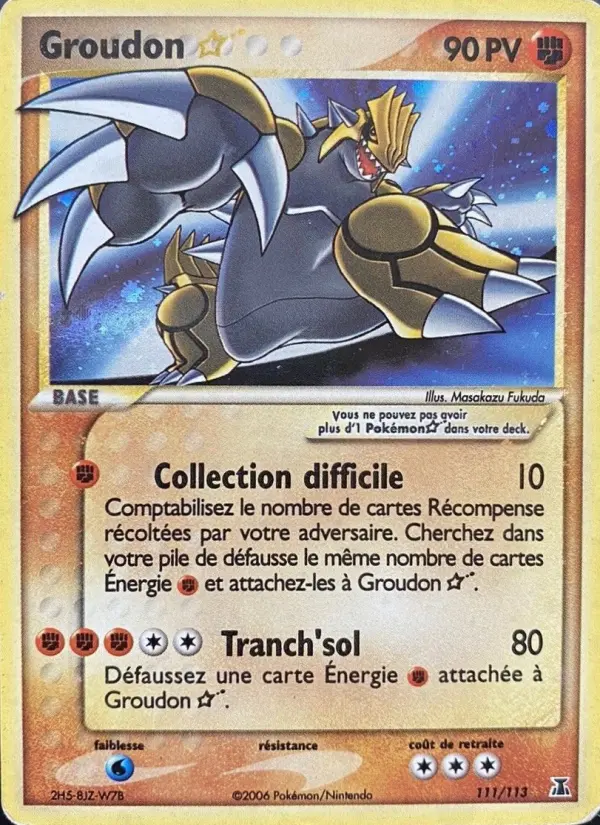 Groudon ☆ — carte 111 de l’extension EX Espèces Delta