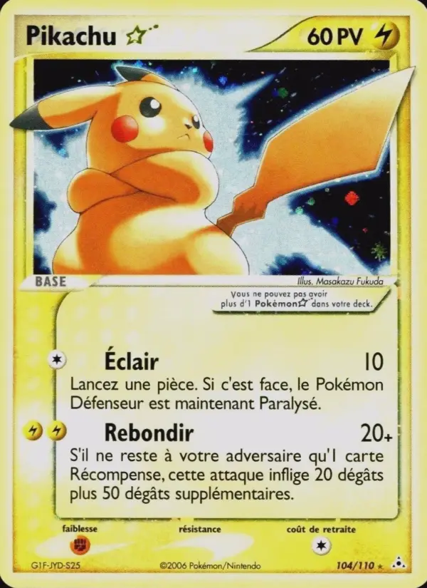 Pikachu ☆ — carte 104 de l’extension EX Fantômes Holon