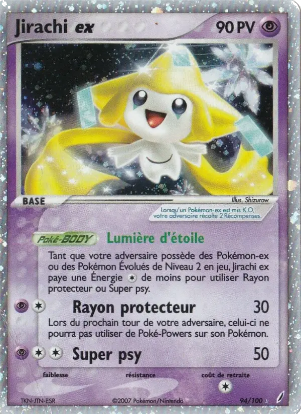 Jirachi ex — carte 94 de l’extension EX Gardiens de Cristal