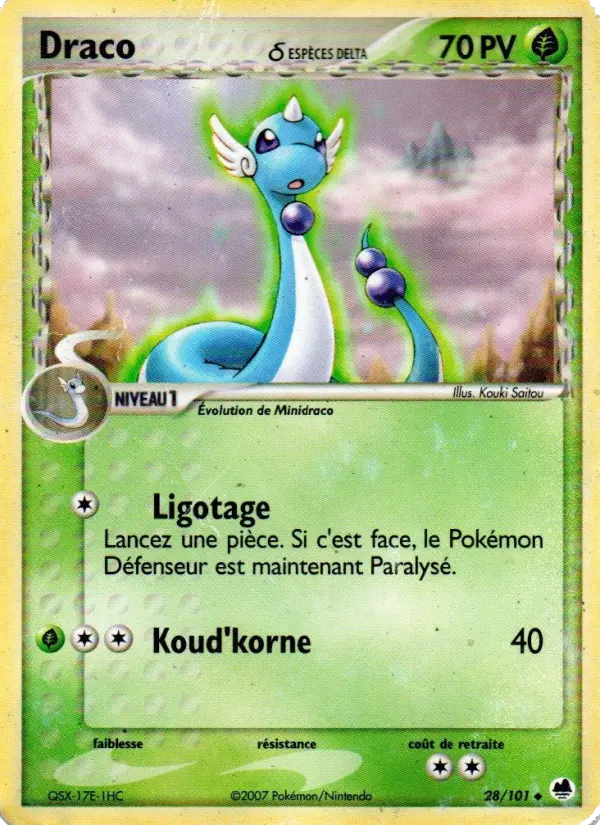 Draco δ — carte 28 de l’extension EX Île des Dragons