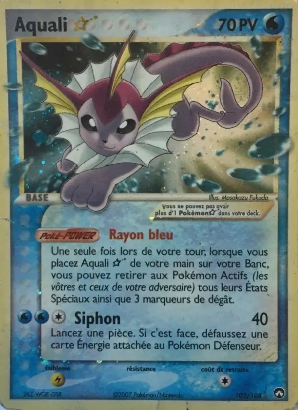 Aquali ☆ — carte 102 de l’extension EX Gardiens du Pouvoir