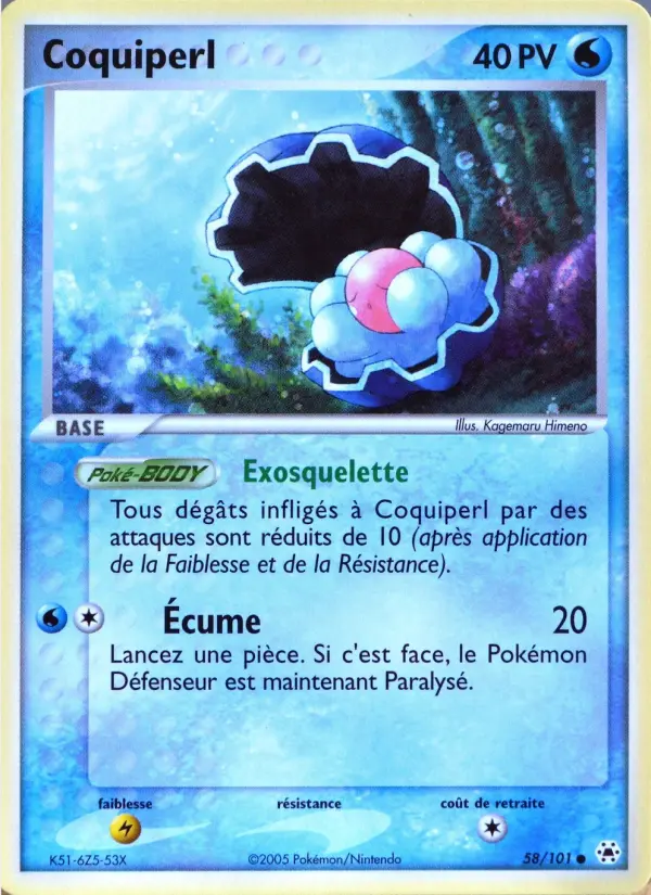 Coquiperl — carte 58 de l’extension EX Légendes Oubliées