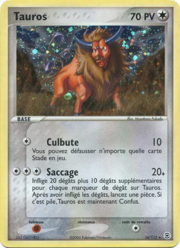 Tauros — carte 16 de l’extension EX Rouge Feu & Vert Feuille