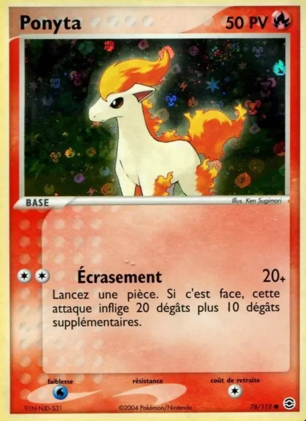 Ponyta — carte 76 de l’extension EX Rouge Feu & Vert Feuille
