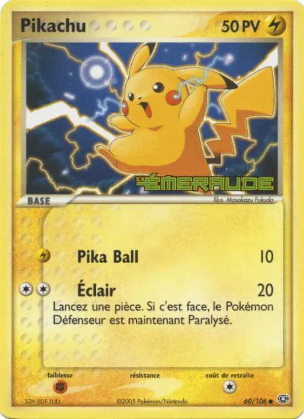 Pikachu — carte 60 de l’extension EX Émeraude