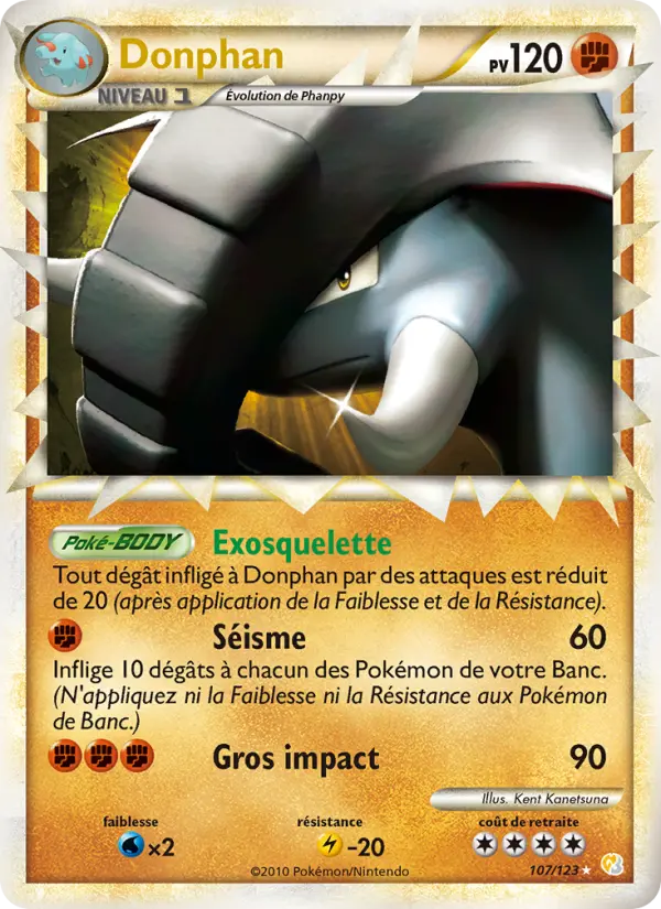 Donphan — carte 107 de l’extension HeartGold SoulSilver