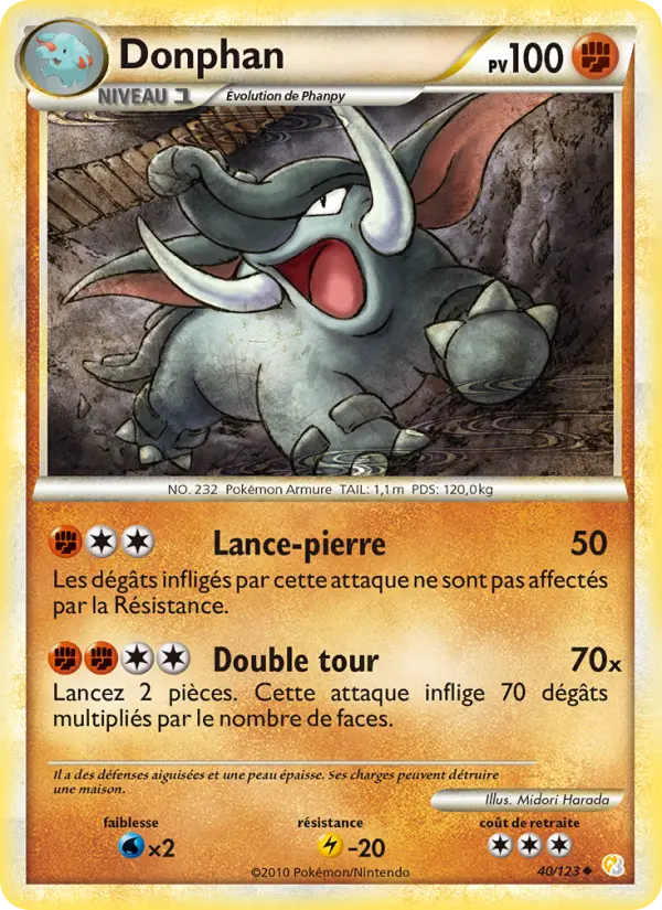Donphan — carte 40 de l’extension HeartGold SoulSilver