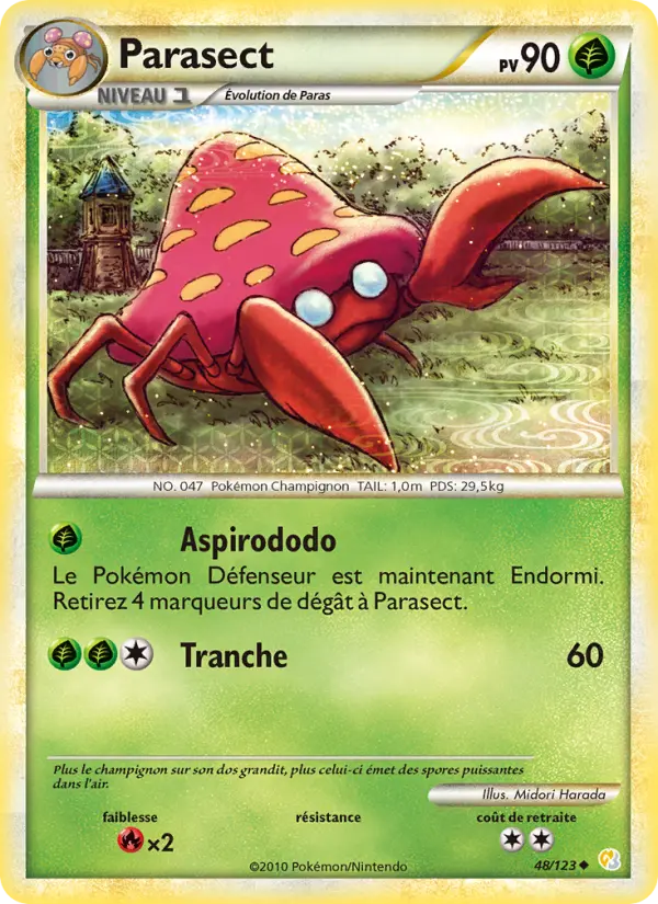 Parasect — carte 48 de l’extension HeartGold SoulSilver