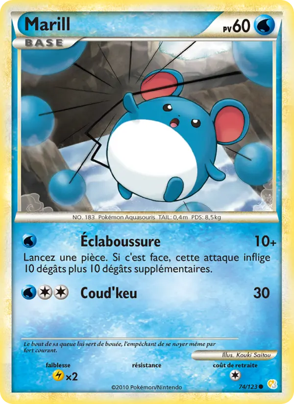 Marill — carte 74 de l’extension HeartGold SoulSilver