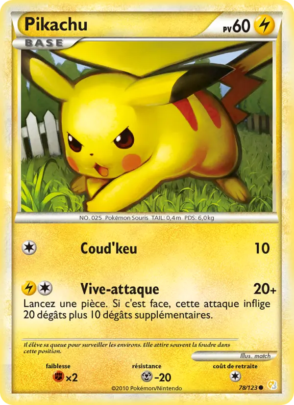 Pikachu — carte 78 de l’extension HeartGold SoulSilver