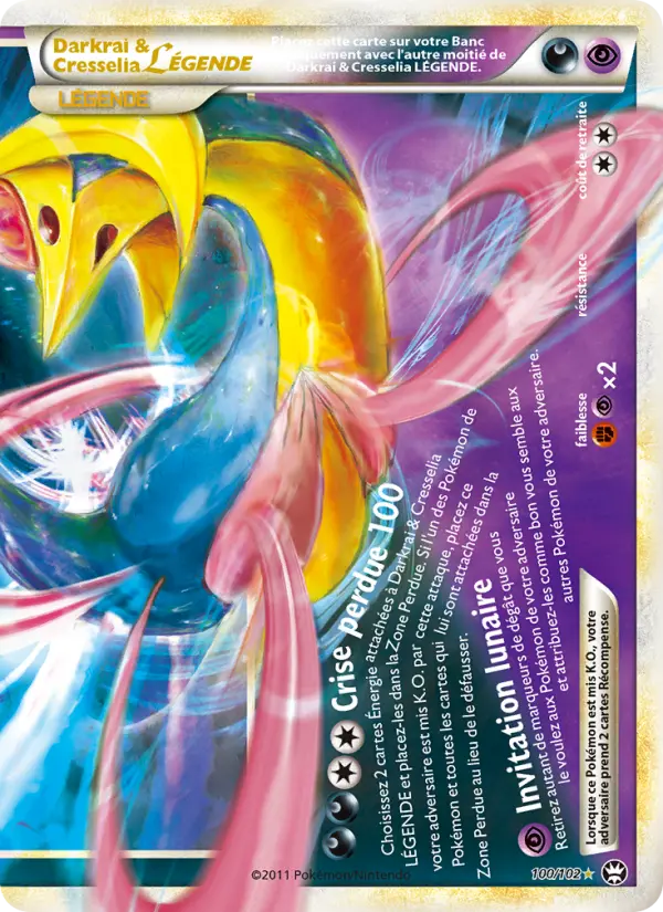 Darkrai & Cresselia LÉGENDE — carte 100 de l’extension Triomphant