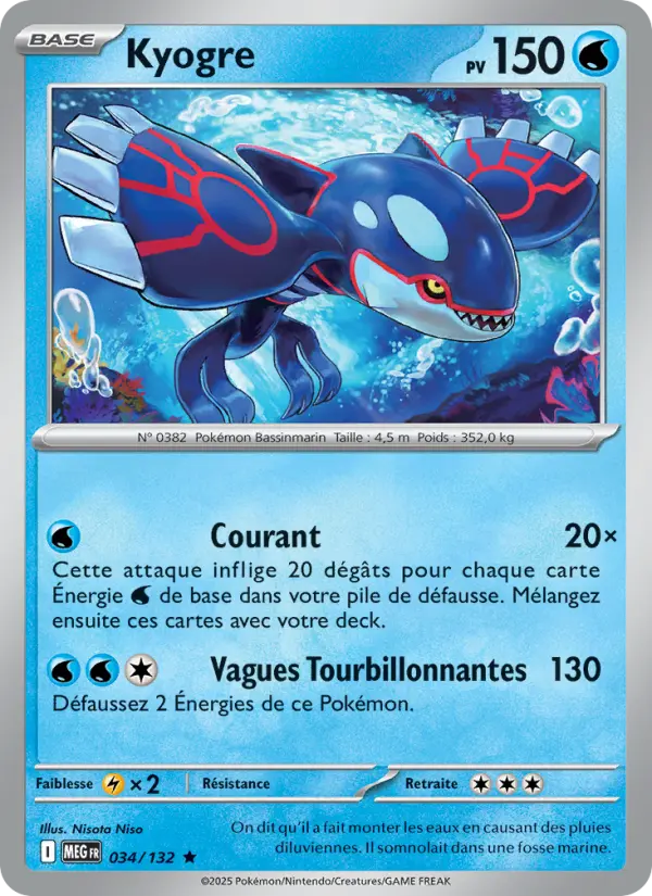 Kyogre — carte 034 de l’extension Méga-Évolution