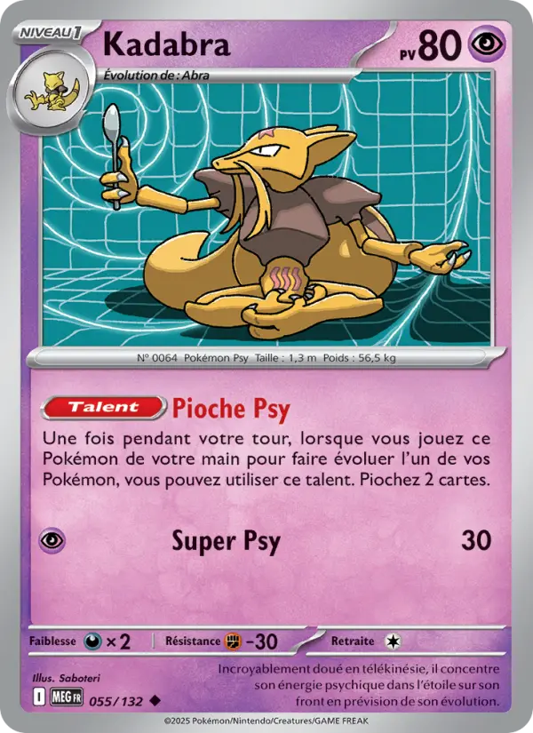 Kadabra — carte 055 de l’extension Méga-Évolution