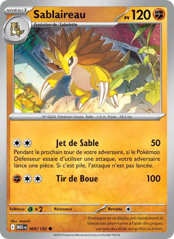 Sablaireau — carte 069 de l’extension Méga-Évolution