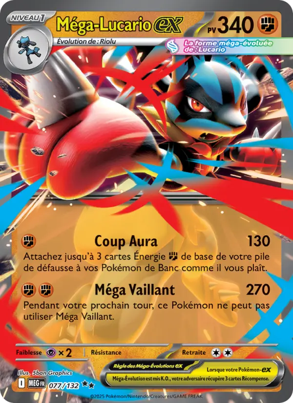 Méga-Lucario-ex — carte 077 de l’extension Méga-Évolution