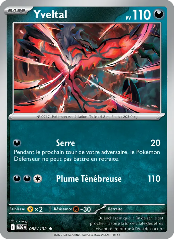 Yveltal — carte 088 de l’extension Méga-Évolution