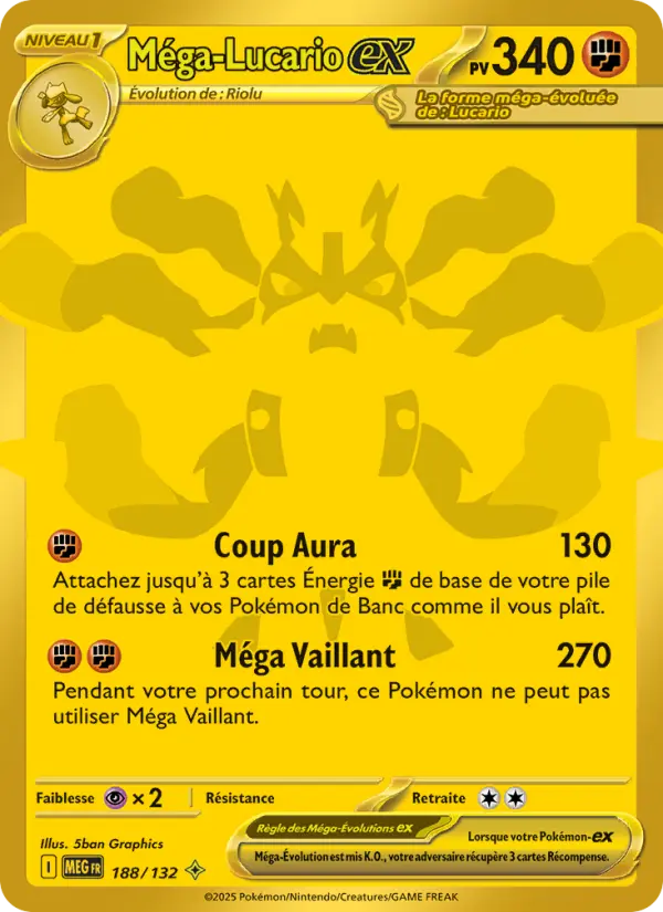 Méga-Lucario-ex — carte 188 de l’extension Méga-Évolution