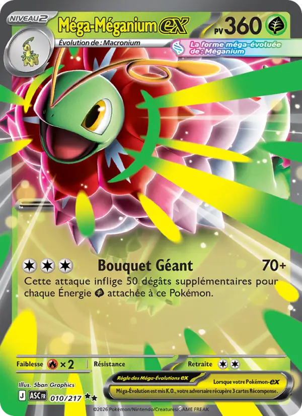 Méga-Méganium-ex — carte 010 de l’extension Héros Transcendants