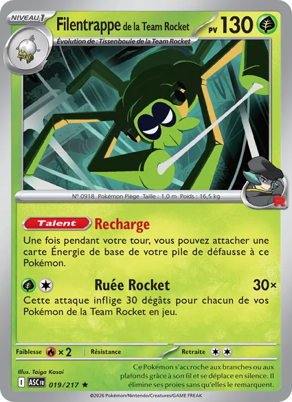 Filentrappe de la Team Rocket — carte 019 de l’extension Héros Transcendants