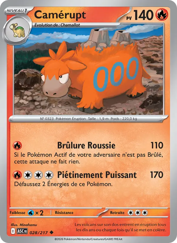 Camérupt — carte 028 de l’extension Héros Transcendants
