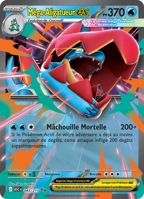 Méga-Aligatueur-ex — carte 043 de l’extension Héros Transcendants